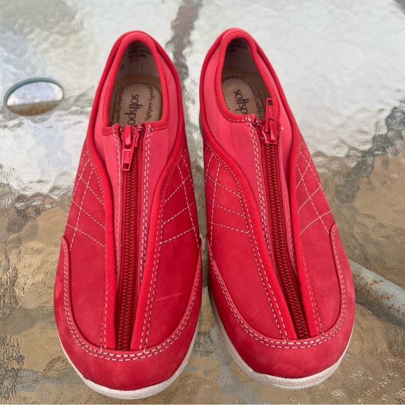 Softspots Red Zip Up Leather Comfort Walking Shoes - Picture 2 of 13